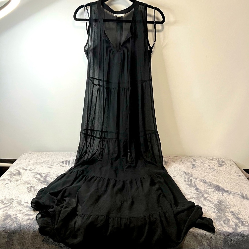 Calvin Klein Black Tiered Sheer Maxi Dress Size 6
